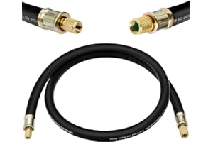 ZLSHMOEE 1/2" High-Flow HVAC Vacuum Certified Refrigerant Hose, 20 Microns, 3/8" to 1/4" Fittings, Working Pressure: 640 (Psi),Burst Pressure: 3200 (Psi),for Faster HVAC Evacuation & Recovery, 6-Ft Black