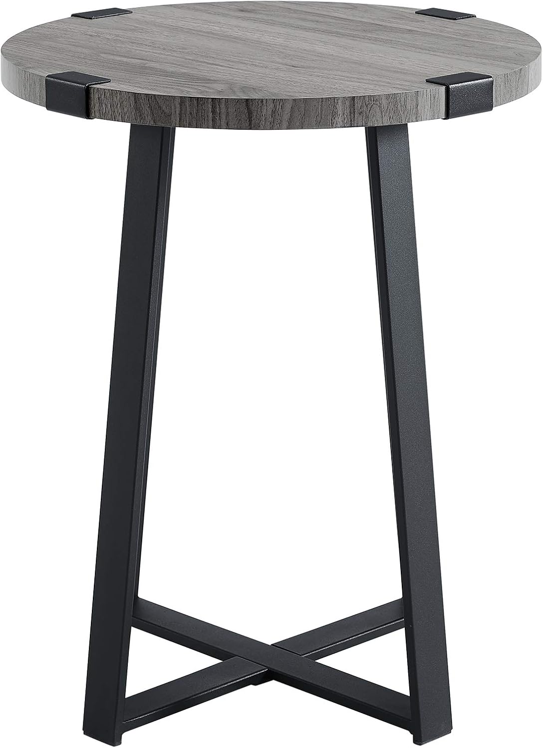One Size Rustic Side Table Slate Grey High Grade Mdf Eden Bridge Designs Industrial Urban Round Nightstand Metal Legs And Laminate Top For Living Room Home Office Bedroom