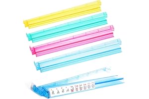 SSFUN Mahjong All-in-One Tile Rack & Pusher, Clear Acrylic Mahjong Rack and Pusher Combo, Modern American Majiang Tile Racks Set of 4 (Multi-Color)