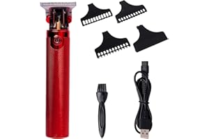 Red by Kiss Hair Trimmer for Men Precision Blade Cordless Trimmer Mens Grooming Kit (Red)