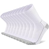 COOVAN Mens Cotton Crew Socks 5 Pack Athletic Breathable Sport Work Running Socks 5 Pairs