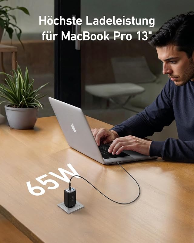 Nano 65W USB C Ladegerät, 3-Port PPS Schnellladegerät, iPad Ladegerät