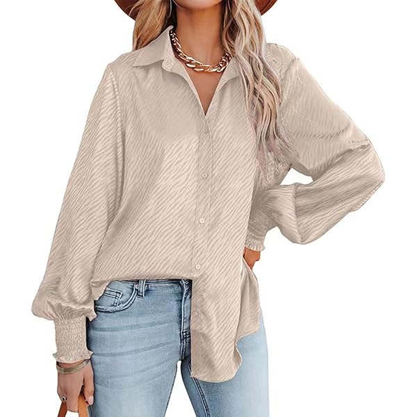Women's Zebra Printed Long Sleeve Shirts Lapel Button Down V