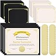 WSICSE 24 Sets Certificate Kit, Includes 24 Pcs Black Certificate Holders & 24 pcs Letter Size Certificate Papers & 24 pcs Gold Foil Award Seals for 8.5 x 11 Inch Diploma Graduation Documents