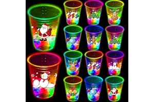 mishunyus 24 Pcs Christmas Party Cups, Glow Christmas Theme Cups, for Holiday Party Supplies, for Nighttime Fun, BBQ, Holiday Decor, with 8 pattern