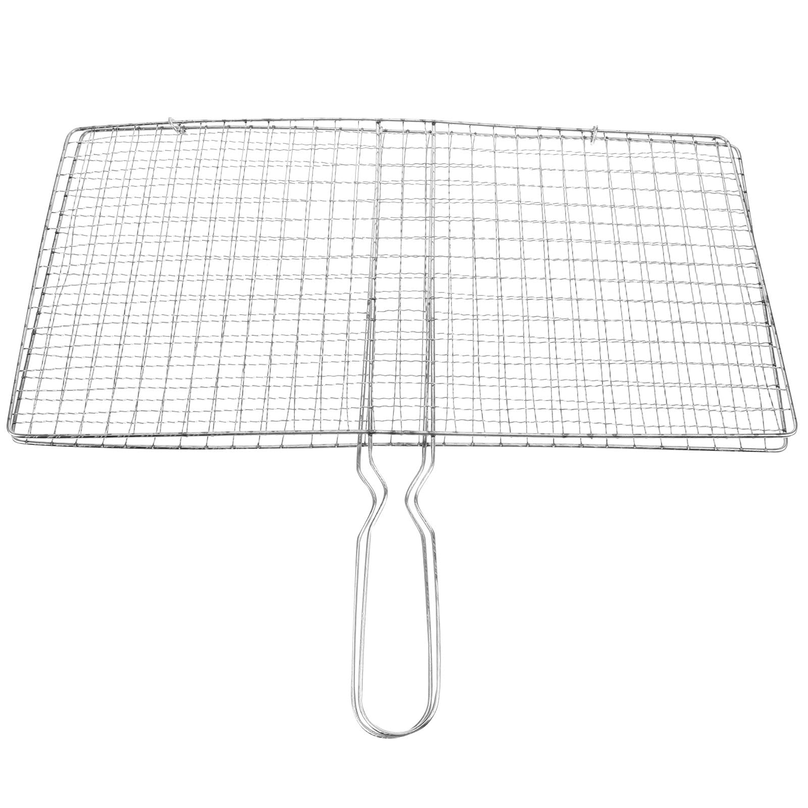 Toddmomy Bbq Fish Grill Basket, Camping Grill Fish Vegetable Grilling Basket Stainless Steel Wire Net with Handle for Shrimp Barbeque Griller Outdoor Cooking Accessories