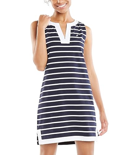 Nautica Women's Breton Stripes Sleeveless V-Neck Stretch Cotton