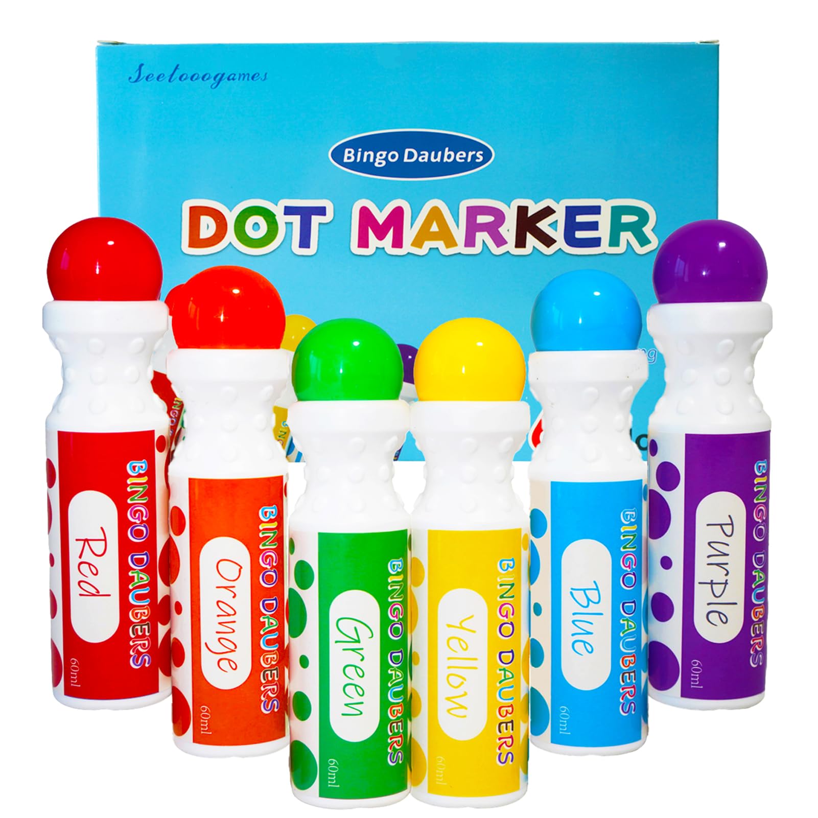 Photo 1 of SEETOOOGAMES Bingo Daubers Dot Markers - Mixed Colors Set of 6 Pack - for Toddler Arts and Crafts