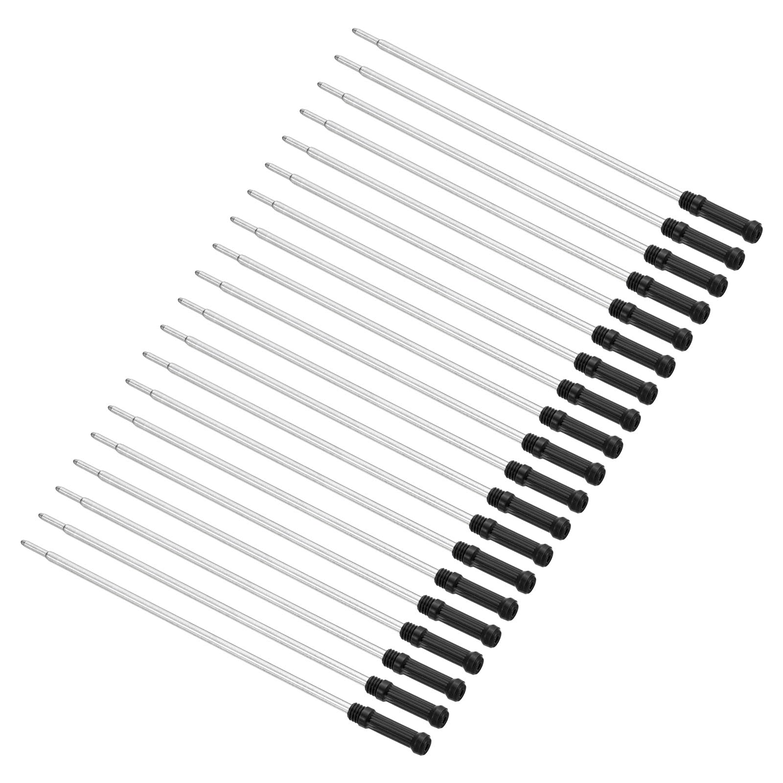 PATIKIL 1mm Pen Ink Refills, 20 Pcs Ballpoint Refill Medium Point Metal Compatible Replaceable Replacement for Pen, Writing, Office, Black