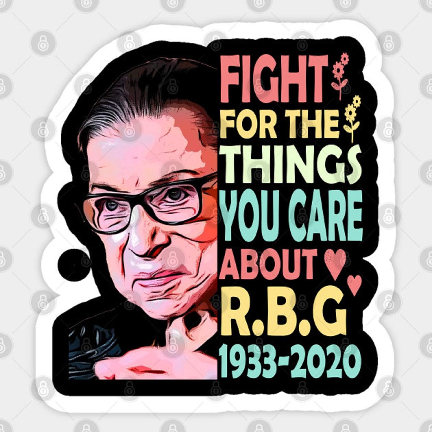 1 Pcs Fight for The Things Your Care About R.B.G 1993 2020 Sticker for Laptop Decal Wall Laptop Bumper Sticker , car , Waterproof