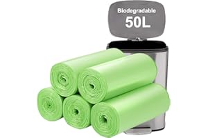 Aievrgad Biodegradable Trash bags 50PCS, 13Gallon/50L large Garbage bags/ For kitchen Bin. Bin Liner/Trash/rubbish Bags, 100%