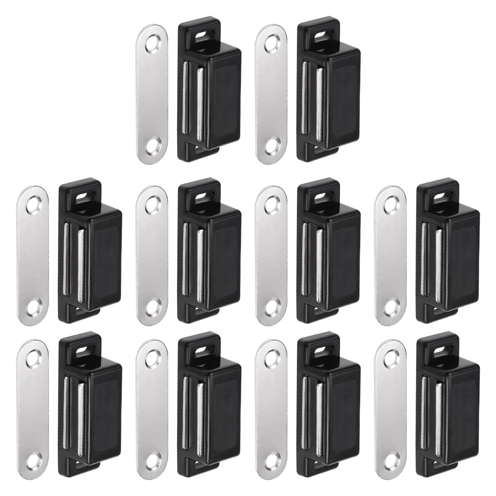 DTGN 45x17mm(LxW) Magnetic Touch Latch - 10 Pack - Good for Kitchen Cupboard Drawer Furniture - Plastic Magnetic Catch Latch Closures - Black
