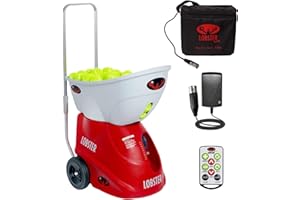 Lobster Sports Elite Tennis Ball Machine with External Battery - Auto Portable Ball Launcher, Preloaded & Custom Drills, Spin Control, Elevation Switch, Speeds up to 80MPH, with Multi-Function Remote
