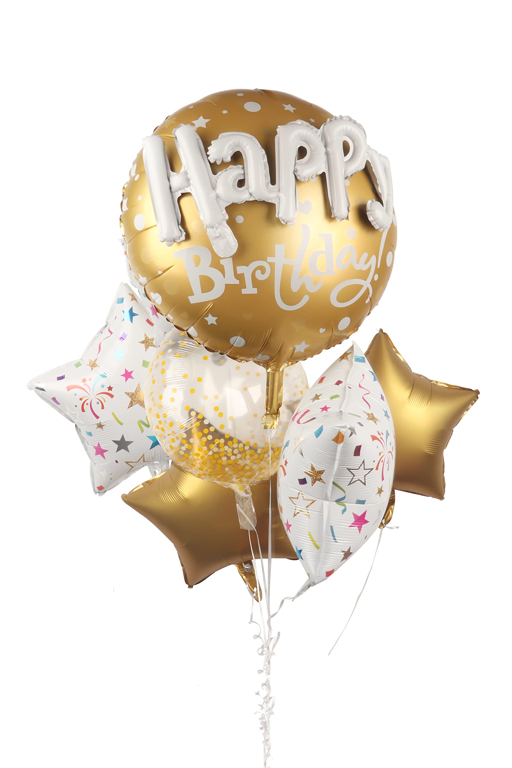 Photo 1 of 36inch Large Gold Round Foil Helium Mylar Balloons Set 8pcs For Gold Happy Birthday Party Decorations