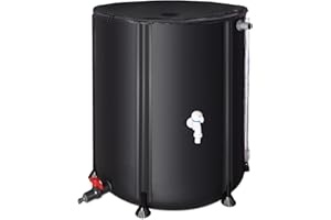 YAFF Rain Barrels to Collect Rainwater from Gutter - Portable Water Storage Tank Water Barrel Rainwater Collection System Rain Catcher Include Filter Two Spigots and Overflow Kit (53 Gallon, Black)