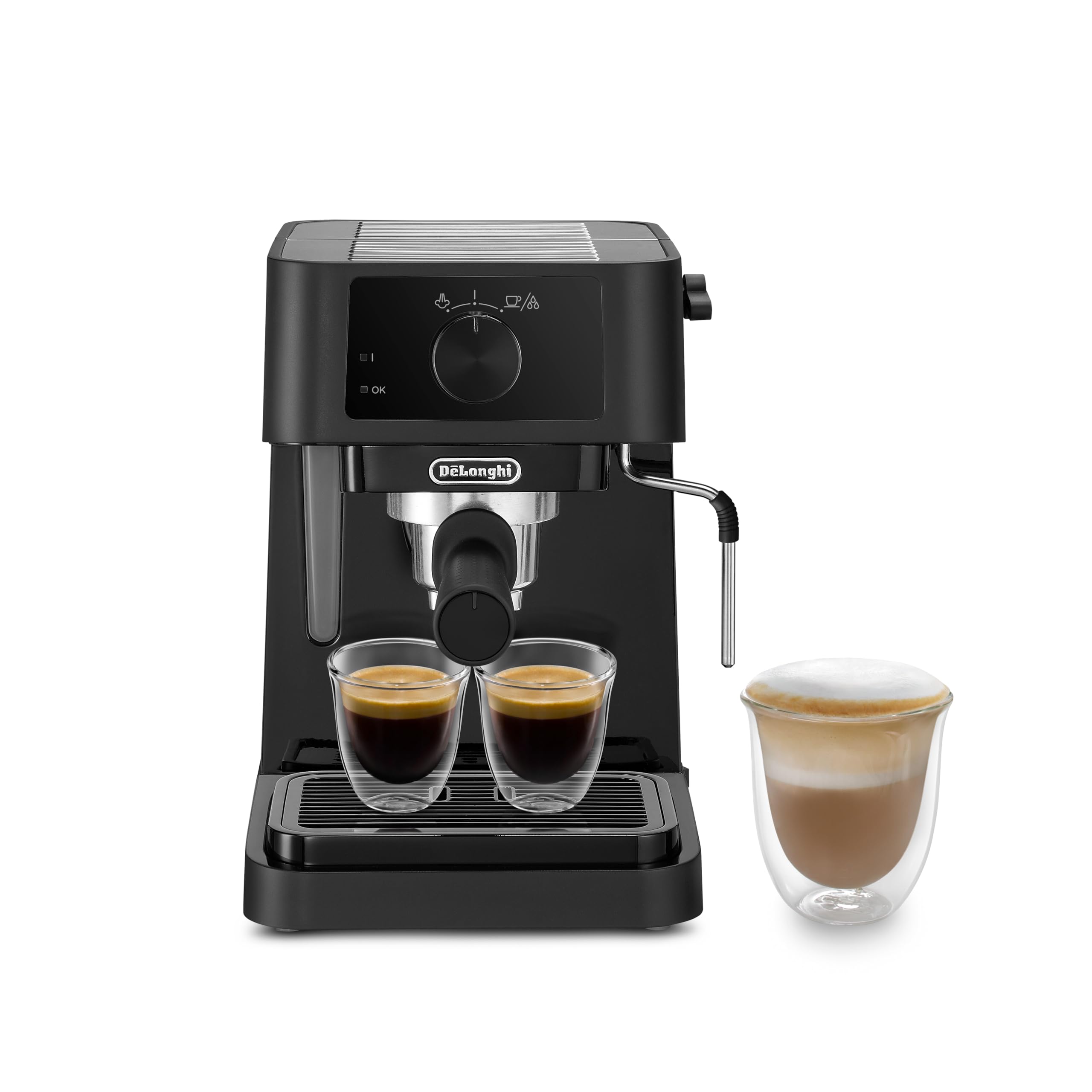 De'Longhi Stilosa EC 230.BK – traditionelle Espresso Siebträgermaschine, Espressomaschine mit manuellem Milchaufschäumer, für Espressopulver, 1 l Wassertank, schwarz, 1100 W