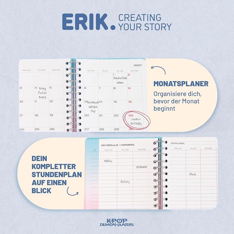Hausaufgabenheft 2026 2027 Kpop Demon Hunters Kalender Schulplaner A5