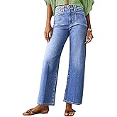 Astylish Womens Wide Leg Jeans High Waisted Stretchy Buttoned Denim Pants Trendy 2025 with Pocket