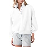 Locachy Women's Button Henley Neck Cotton Oversized Sweatshirt Casual Drop Shoulder Pullover Tops 2025 Fashion Outfits