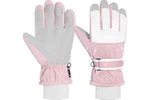 MoKo Kids Winter Gloves, Waterproof Ski Gloves with Elastic Cuffs, Windproof Kids Ski Gloves, Thermal Kids Snow Gloves for Ch