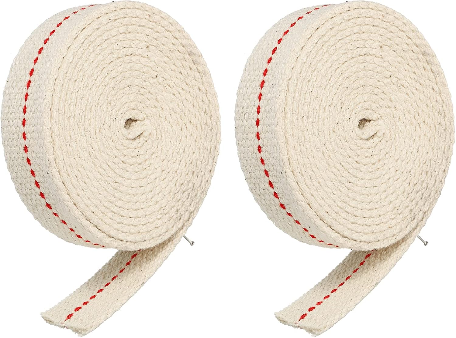 Oil Lamps & Accessories - MECCANIXITY Oil Lamp Wick 3/4 Inch Flat Wide 6.5 Foot Cotton Lanterns Wick with Red Stitch for Kerosene Burner Lighting, 2 Roll