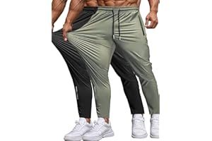 Hidkat Men's Sweatpants Lightweight Active Pants Quick Dry for Running 、Jogging 、Yoga、Golf with Zipper Pockets