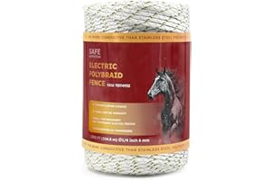 Golden Cock Electric Fence Wire 1000 ft, 1/4 inch (6 mm), Thick & Highly Conductive Tinned Copper Strands, Ideal for Temporary Pastures and Equine Containment Livestock, Work with Insulator & Charger