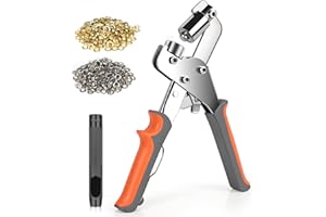 YEETIN Grommet Tool Kit, 3/8 Inch Eyelet Pilers Tool(10mm) for Tarps, Fabric & Leather, Grommets Pucher with Hole Punch and 500Pcs Eyelets