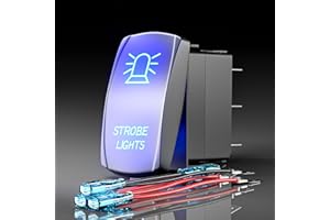 Okerny - Strobe Rocker Switch, Laser Engraved Toggle Switch, 5 Pin SPST On/Off Switch 12V 24V Jumper Wires for Cars, Trucks,