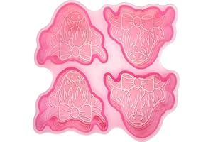 MUBYOK M134 4-Cavity Highland Cow Silicone Car Vent Freshie Mold for Aroma Beads Freshie Supplies