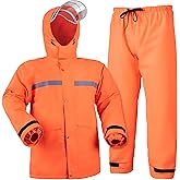 Coralrain Rain Suit Safety Waterproof Rain Jacket and Trouser Suit Raincoat With Hood lining For Men Women Adults Breathable