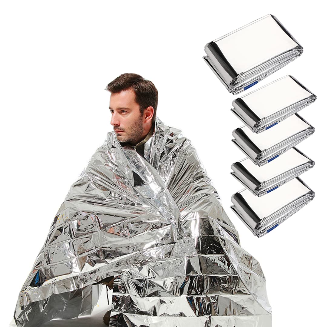Emergency Blankets Thermal Survival Blankets Camping Rescue Blanket First Aid Foil Blanket Waterproof Wrap Blanket Survival tool for Outdoors Marathons Hiking First Aid Large 210x 160cm