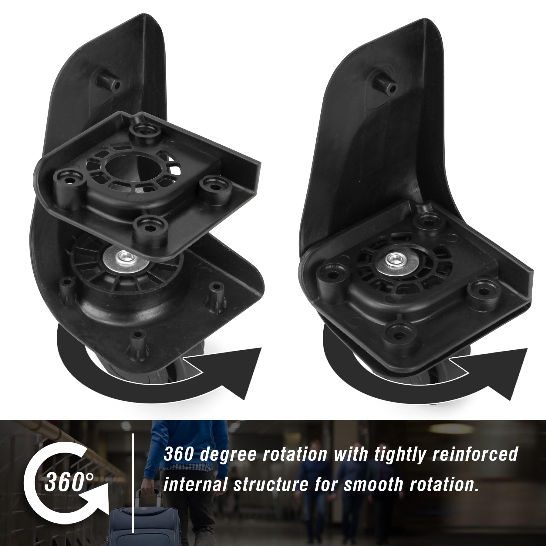 Zoofen 360 Spinner Replacement Luggage Wheel Repairment Suitcase Wheels (Z146) (Z146-Rear Wheel)