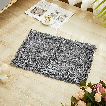Amazon 玄関マット 天然素材 コットン きれいな 花柄 風水 滑り止め付き 丈夫 優れた 吸湿性 放湿性 グレー 40 60cm 並行輸入品 マット専門 玄関マット 通販