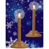 Electric Taper Window Candle Lamps (Set of 2), Plug-in LED Candle Lights with Classic Candlestick Base &amp; Spare Bulbs, Warm White Glow for Christmas &amp; Holiday Window Decor