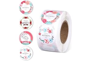 XIHIRCD 500pcs Mother's Day Stickers, 1 Inch Round Happy Mother's Day Tags Self-Adhesive Mother's Day Labels Floral Envelope Seals for Envelope Card Gift Boxes Decor