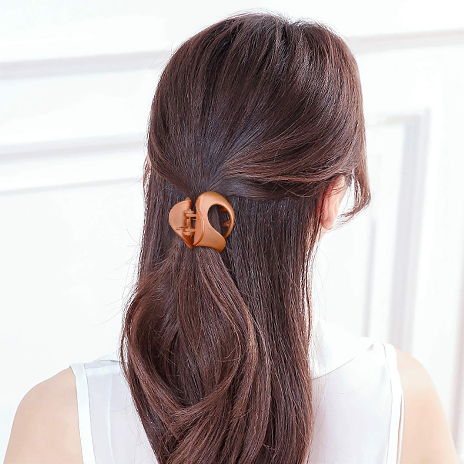 Hair Jaw Clips, Fascigirl 8PCS Medium Jaw Clips for Fine Hair Octopus Side Comb Clips for Women Matte Color Punch Claw Clip