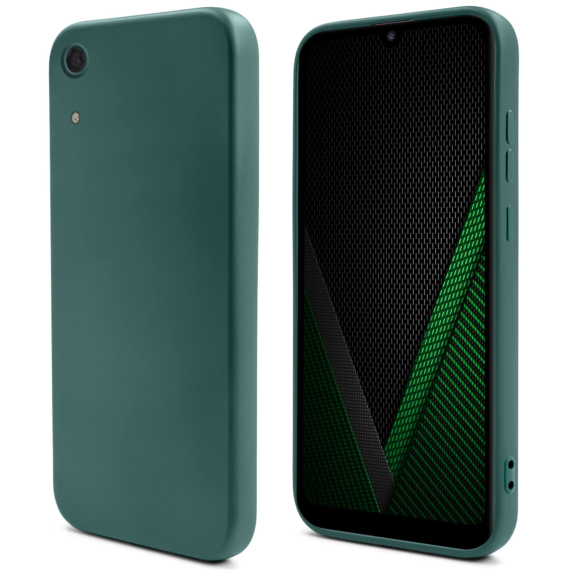Moozy Lifestyle. Designed for Huawei Y6 2019 Case, Dark Green - Liquid Silicone Lightweight Cover with Matte Finish and Soft Microfiber Lining, Premium Silicone Case
