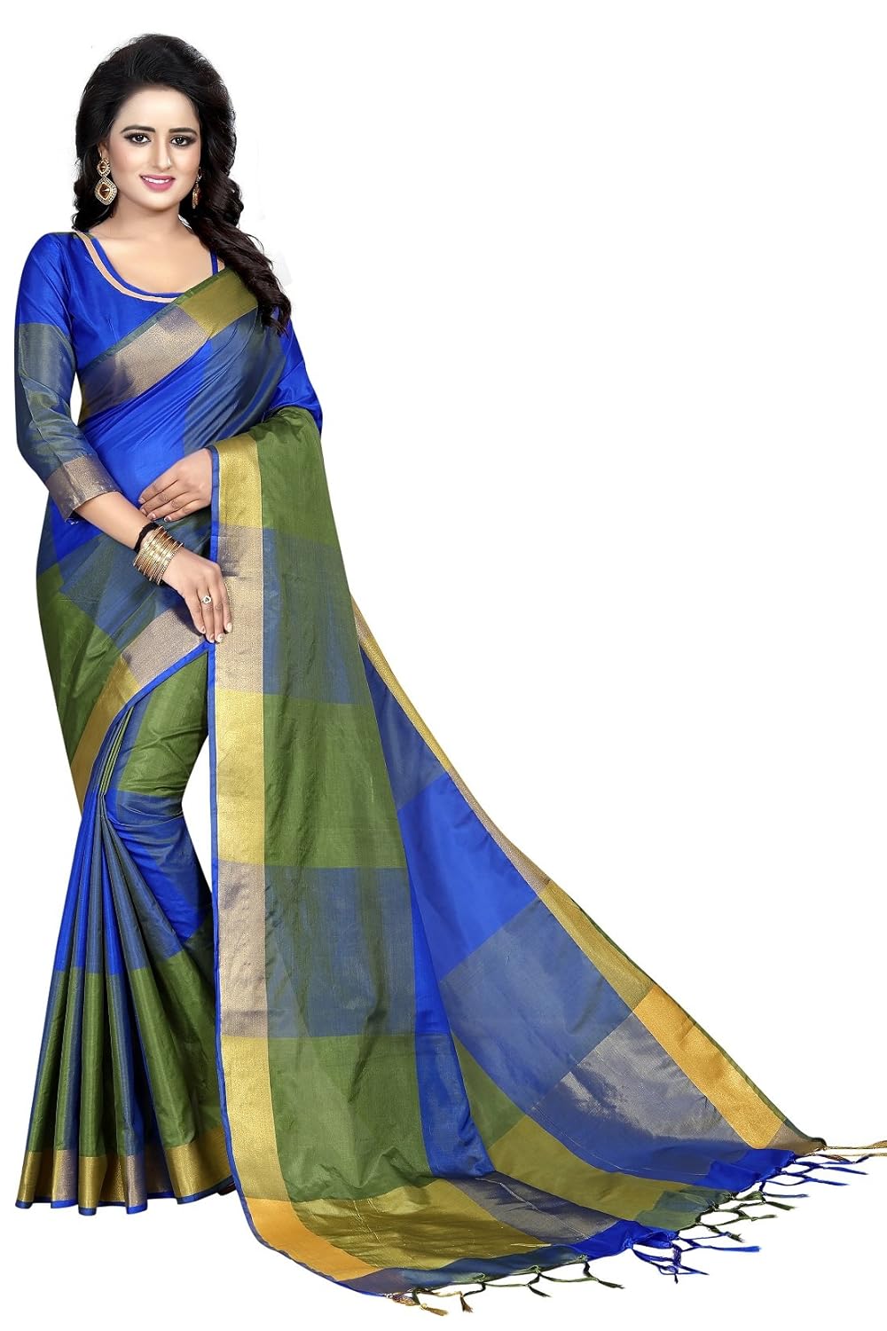 j b fashion women's multi colour cotton silk saree with blouse material