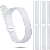Kigeli 20 Pcs 1 x 20" Adjustable Fastening Cable Straps, White | Multi-purpose Hook and Loop Cord Ties Set, Reusable Nylon Securing Cord Ties for Organizer or Storage