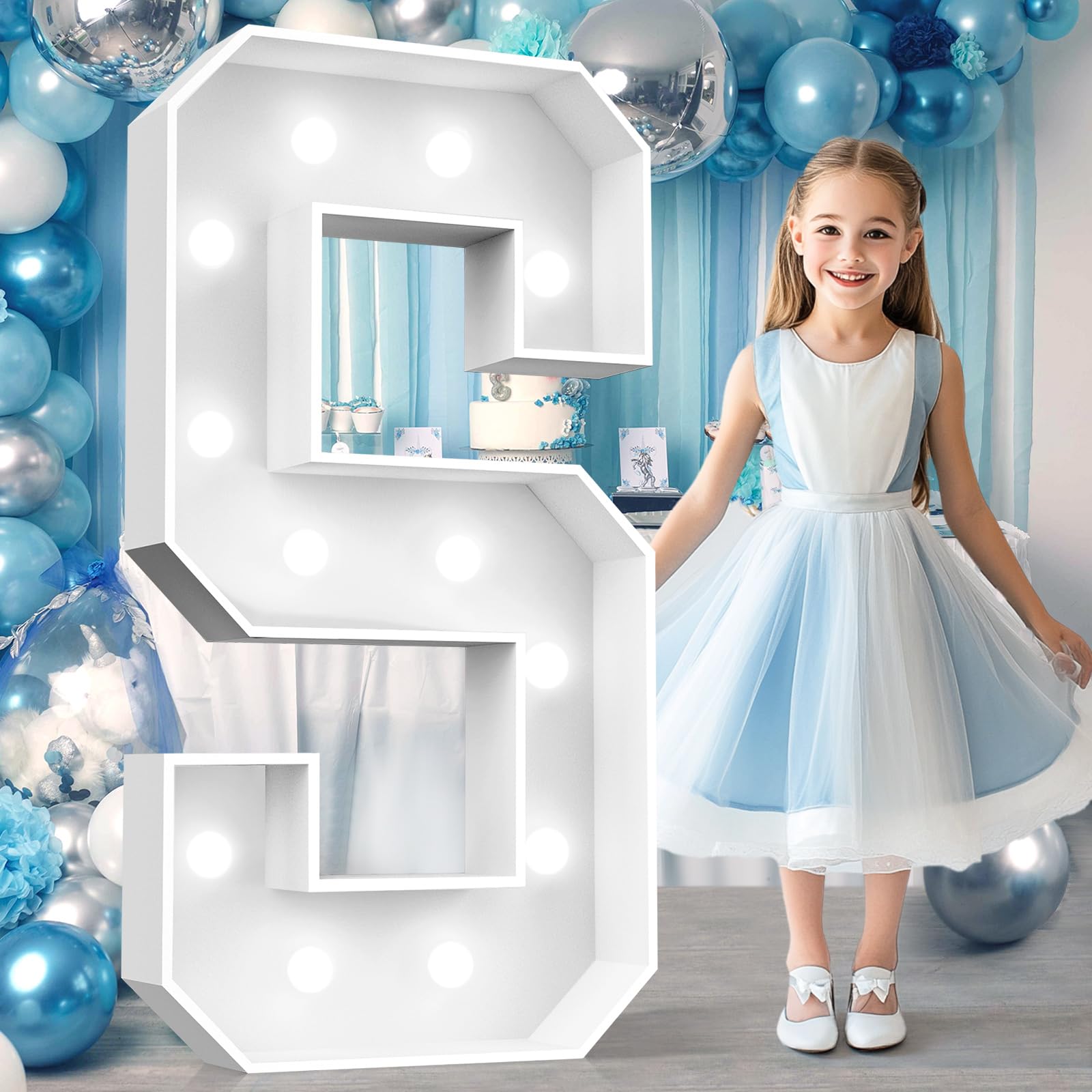 Photo 1 of Ledido 4FT Marquee Light Up Letters, Cool White Light Up Letters Large Marquee Letter for Party Decorations, Mosaic Letter S for Balloons, Wedding Birthday Graduation Decor