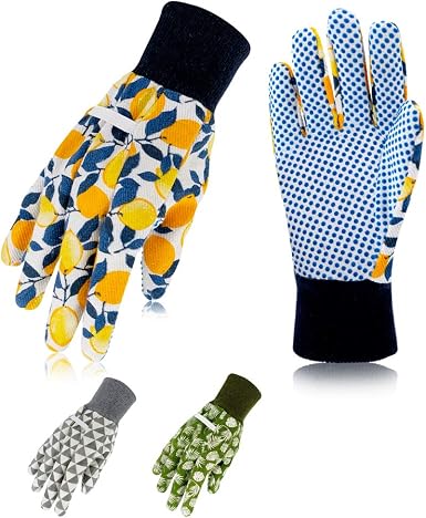 Amazon Com Hortem Gardening Gloves For Women Ladies Garden Gloves Set Breathable Working Gloves For Yard Cleaning Fishing With Soft Pvc Dots 3 Pairs Clothing