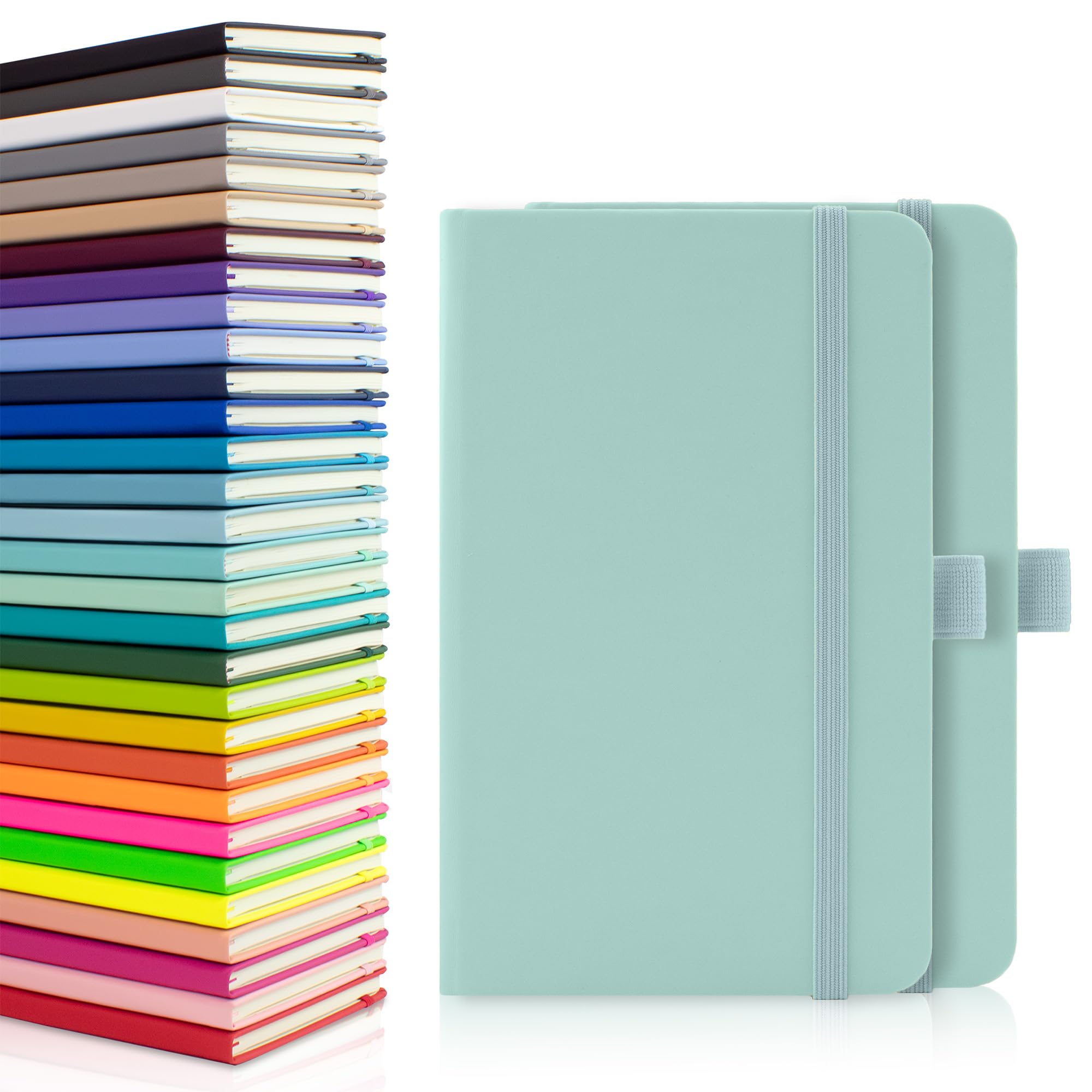 Notes London 2 x A6 Notebooks, Double Pack with Lined Pages, Pen Loop and Expandable Paper Pocket Hardback Medium Journal New Notepad Note Book Notes Diary Pad (Pastel Celeste) — image 1