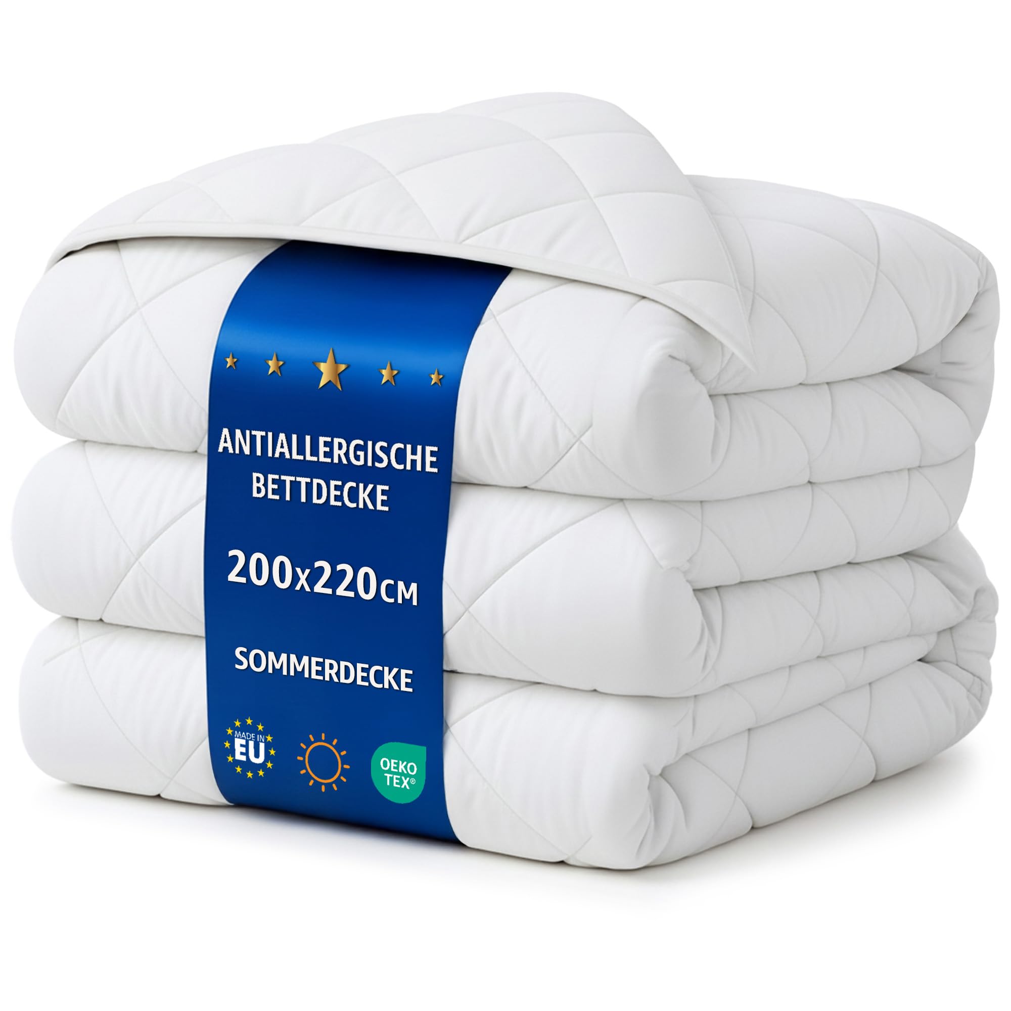 Amazinggirl Duvet without cover 200x220 cm - summer comforter Quilted and microfiber duvets for bed White warm lightweight Duvet 200x220 cm Oeko-Tex