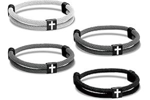 ABRHTOLM 4Pcs WWJD Bracelets, Cross Bracelet for Men, Adjustable Braided Christian Bracelet for Men. Fashion Jesus Bracelets. Christian Gifts for men
