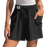 TARSE Womens Linen Shorts Elastic Waist Wide Leg Drawstring Casual Lounge Comfy 2026 Summer Beach Shorts with Pockets