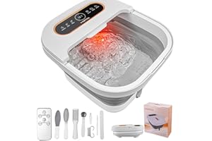 UNIFULL Collapsible Foot Spa Bath with Heat, Touch Screen, Remote Control, Massage Rollers, Timer, Bubble, Foot Pedicure Kit, Temperature Control Pedicure Foot Spa, Foot Bath