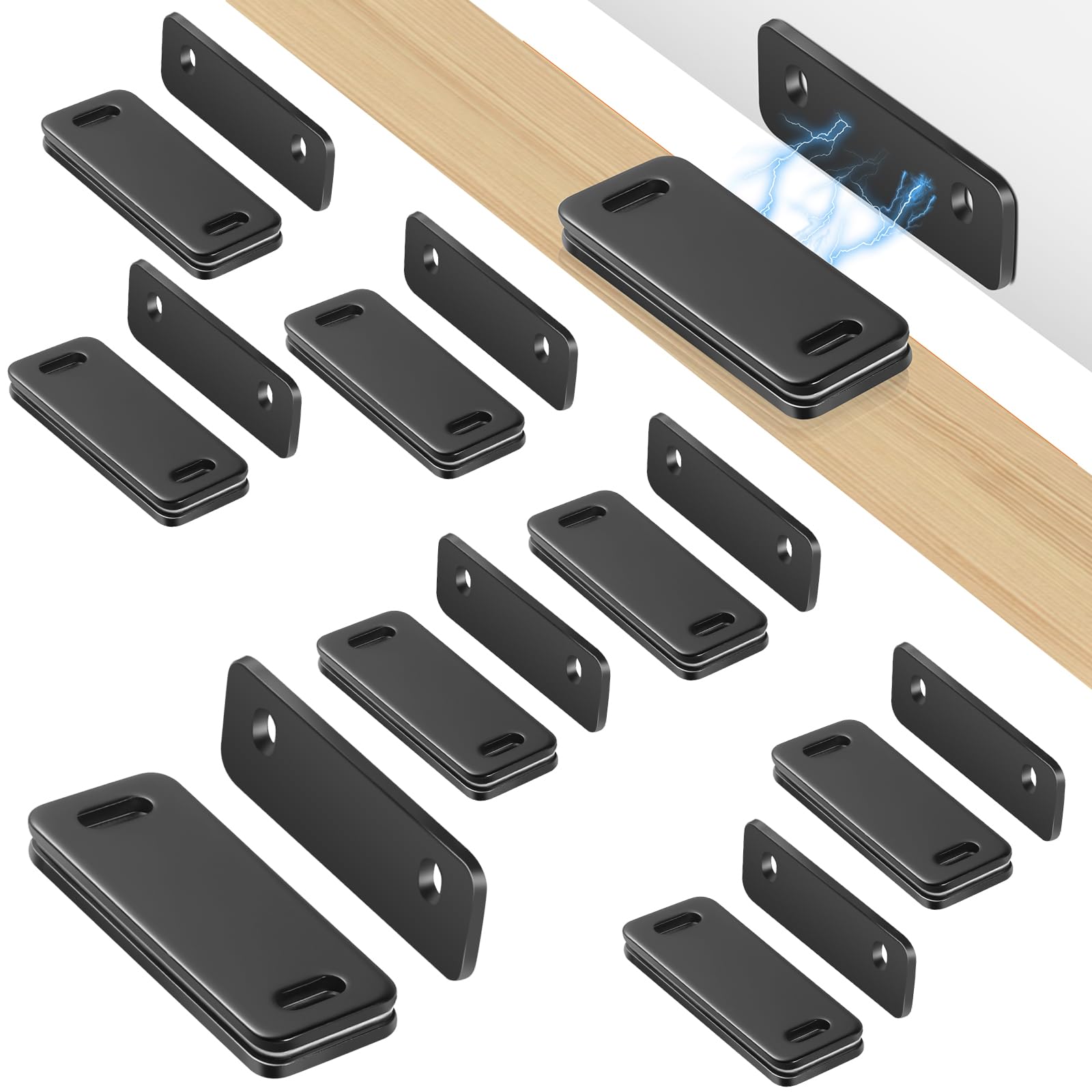 Dolenor Ultra Thin Cabinet Door Magnets Catch,Magnetic Door Catch,Cabinet Latch Magnetic Closures for Kitchen Closet and Cupboard Wardrobe (8, Black)