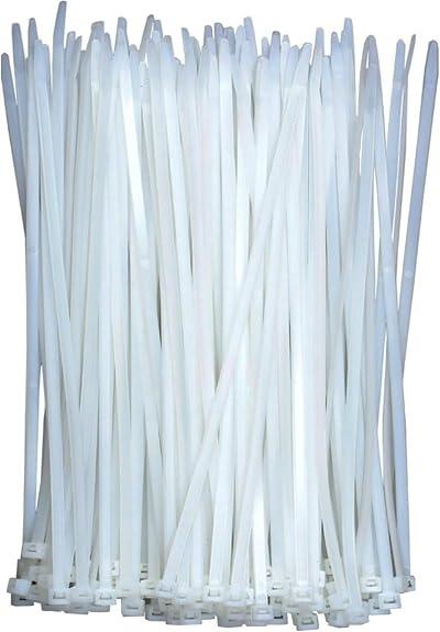 KAXIMON White Cable Ties 250mm 4mm 100 Pack Heavy Duty 40lbs