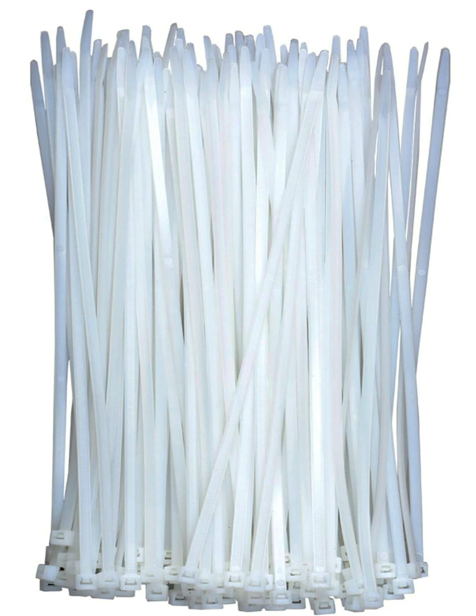 KAXIMON White Cable Ties 250mm x 4mm (100 Pack), Clear Zip Ties Heavy Duty with 40lbs Tensile Strength, Self-Locking Nylon Plastic Wire Ties Wraps for Office, Household and Outdoor